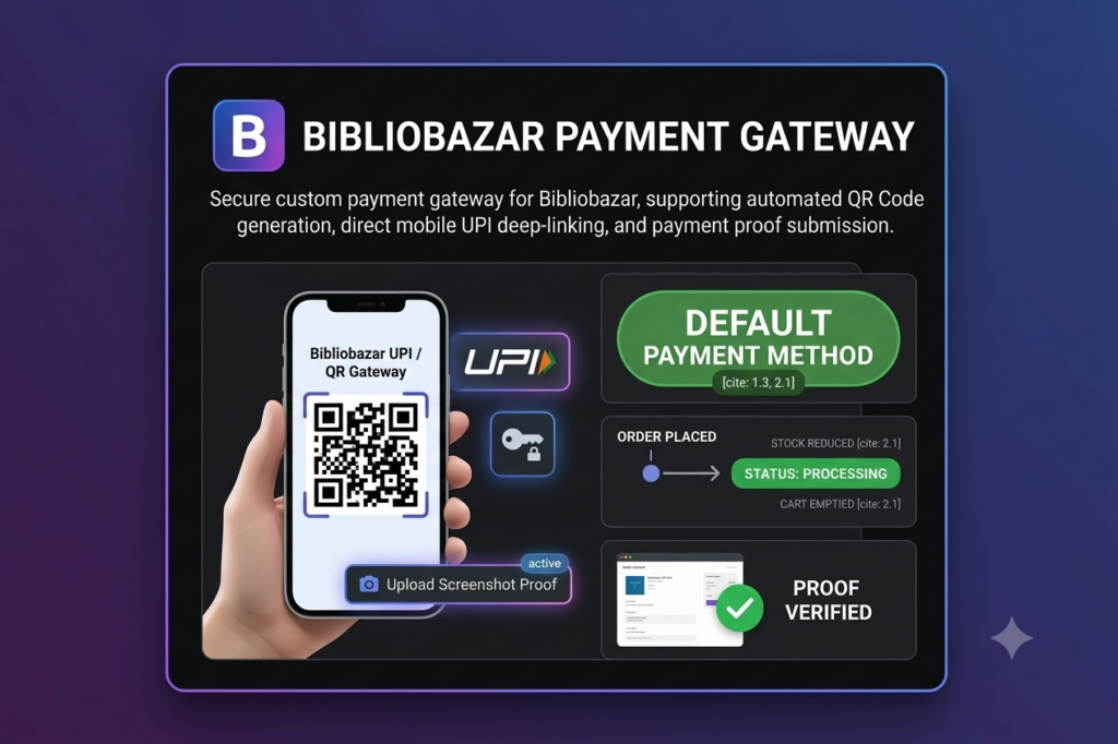 Product Title Bibliobazar Custom UPI QR Payment Gateway for WooCommerce